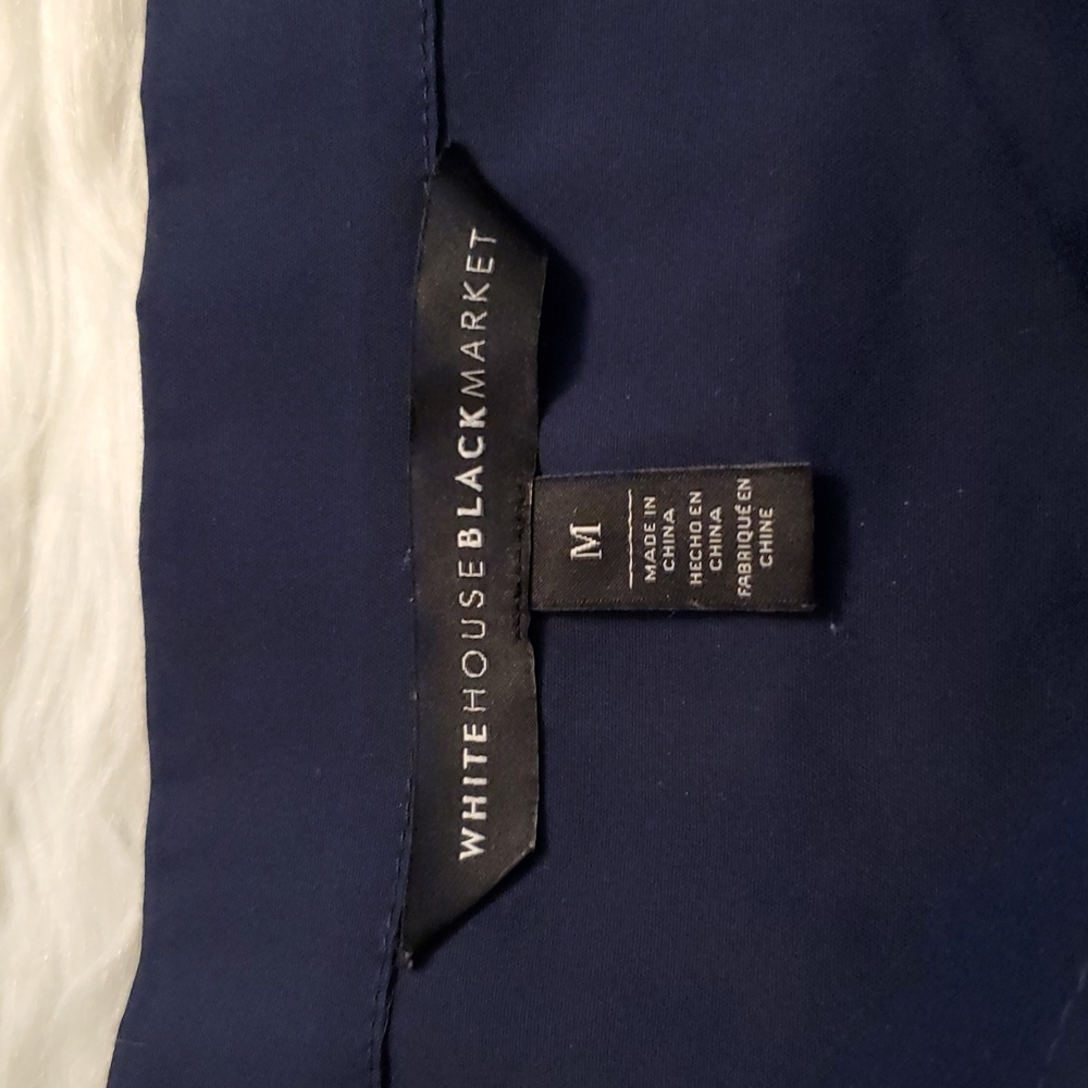 White House Black Market Navy Off-Shoulder Tie-Sleeve Top - Picture 6 of 9